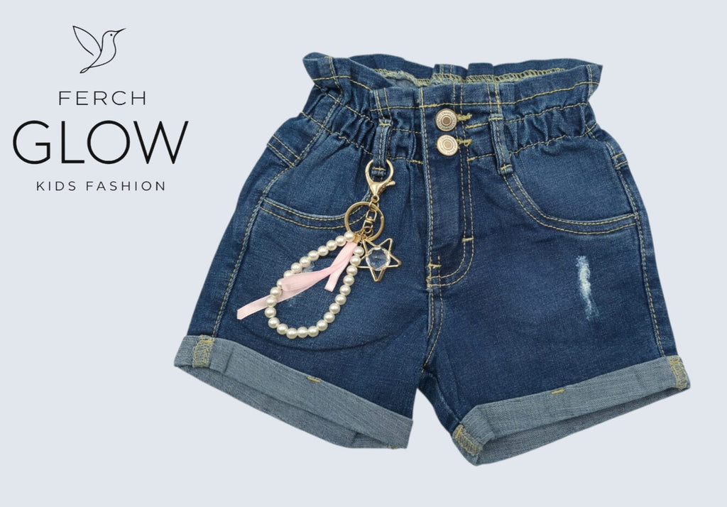 Short de Mezclilla para Niña con Llavero Coquette