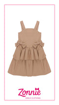 Vestido de Niña Elegante con Doble Lazo y Falda de Tablones