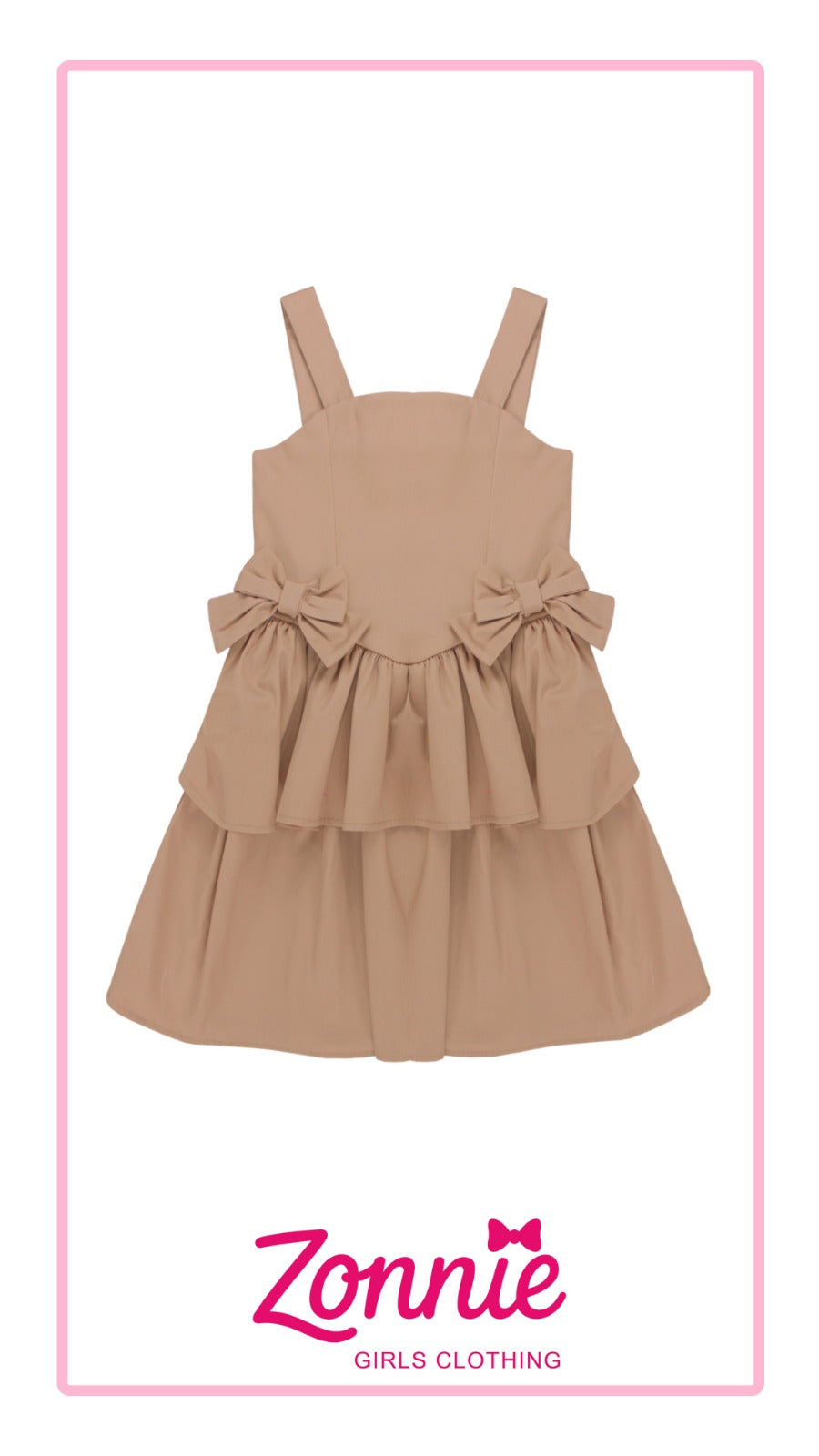 Vestido de Niña Elegante con Doble Lazo y Falda de Tablones