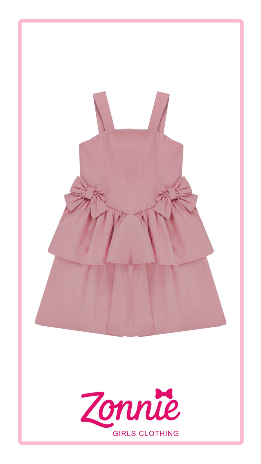 Vestido de Niña Elegante con Doble Lazo y Falda de Tablones