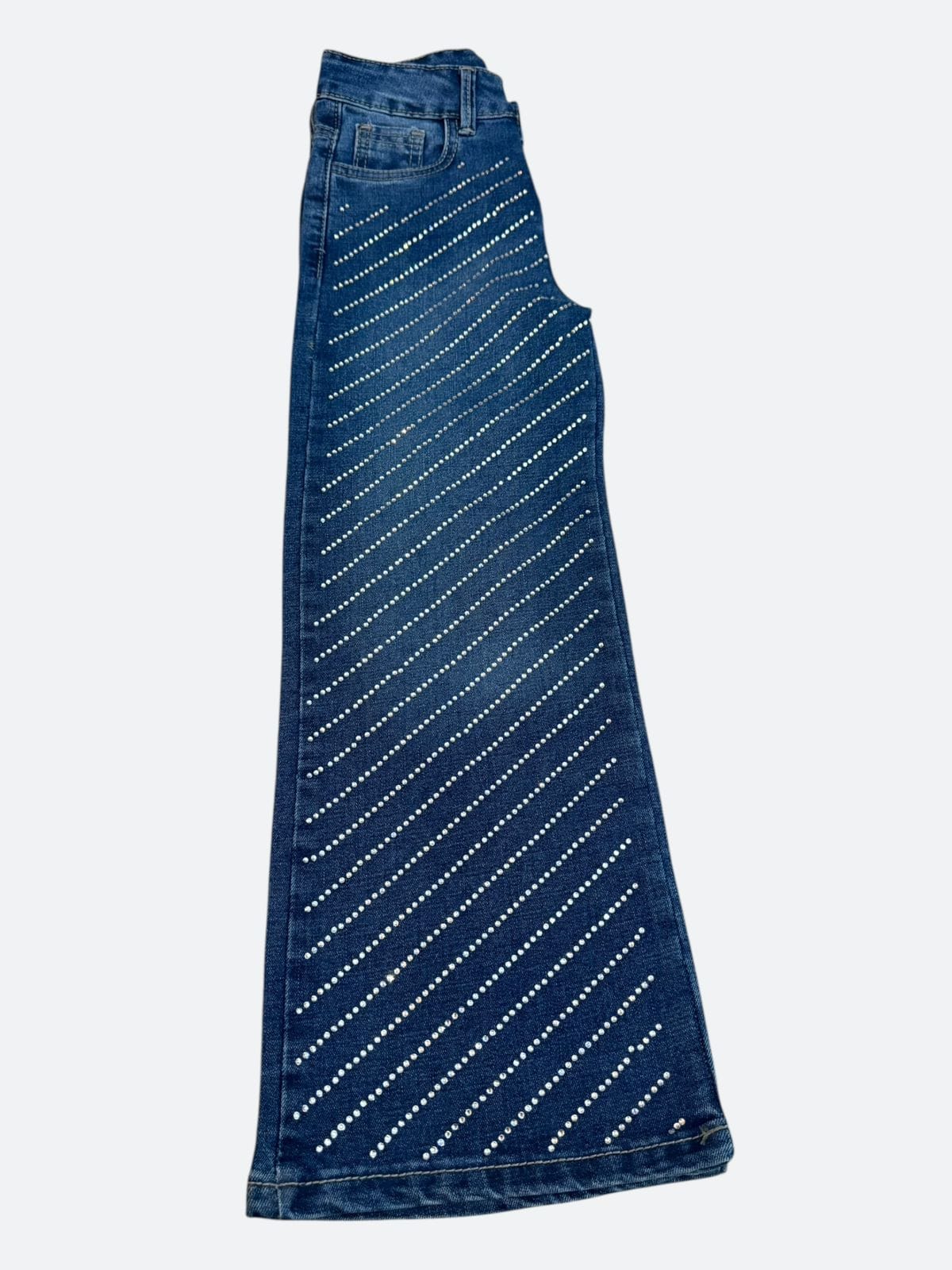 Jeans Wide Leg de Niña con Cristales Brillantes | Estilo Premium de Temporada