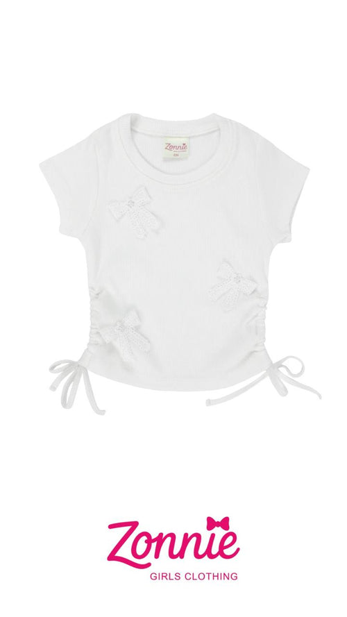 "¡Estilo y Ternura! 💖 Blusa de Canalé con Lazos para Niñas 🎀"