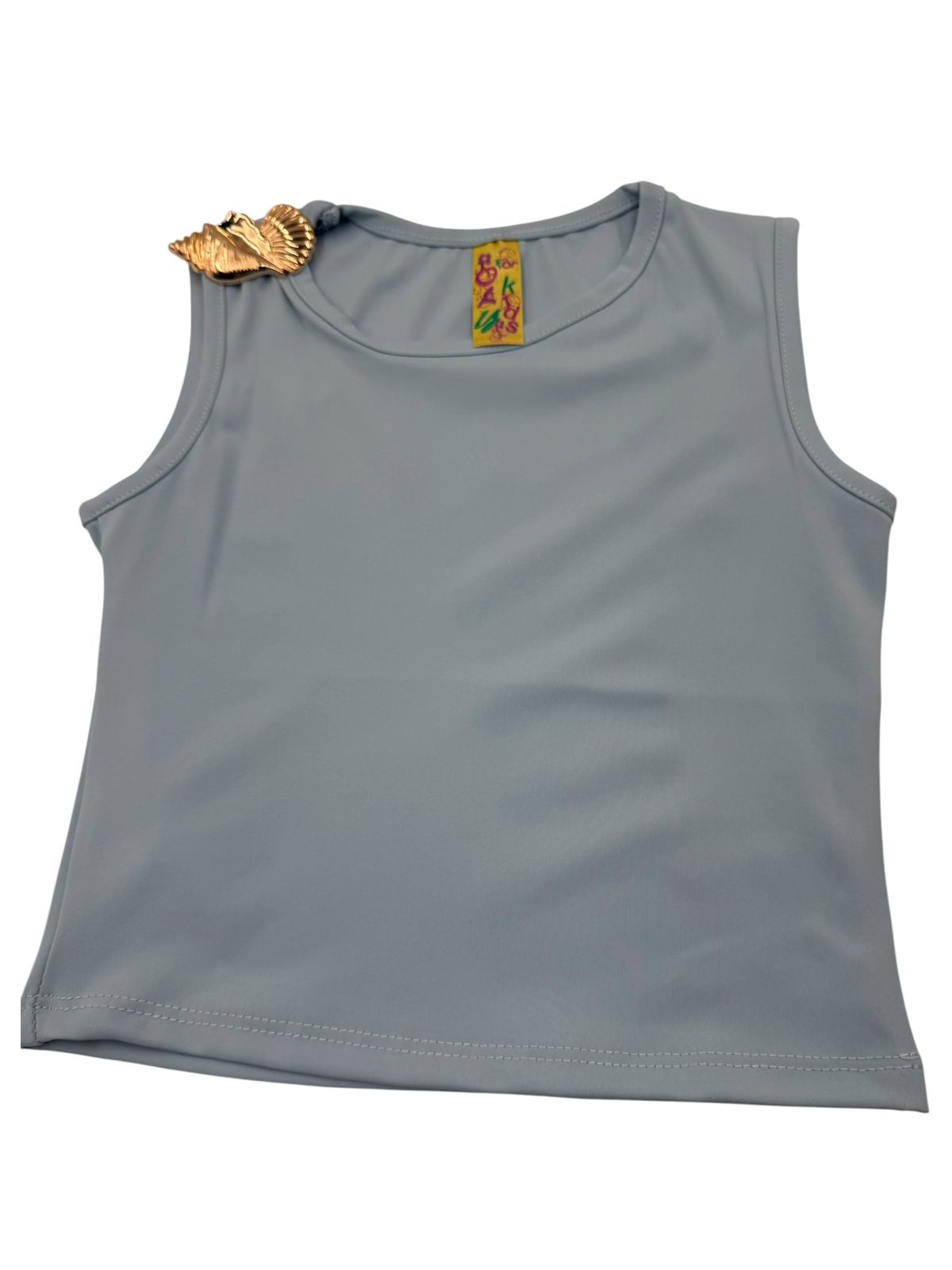 Playera Sin Mangas Lisa para Niña con Detalle Decorativo en Hombro