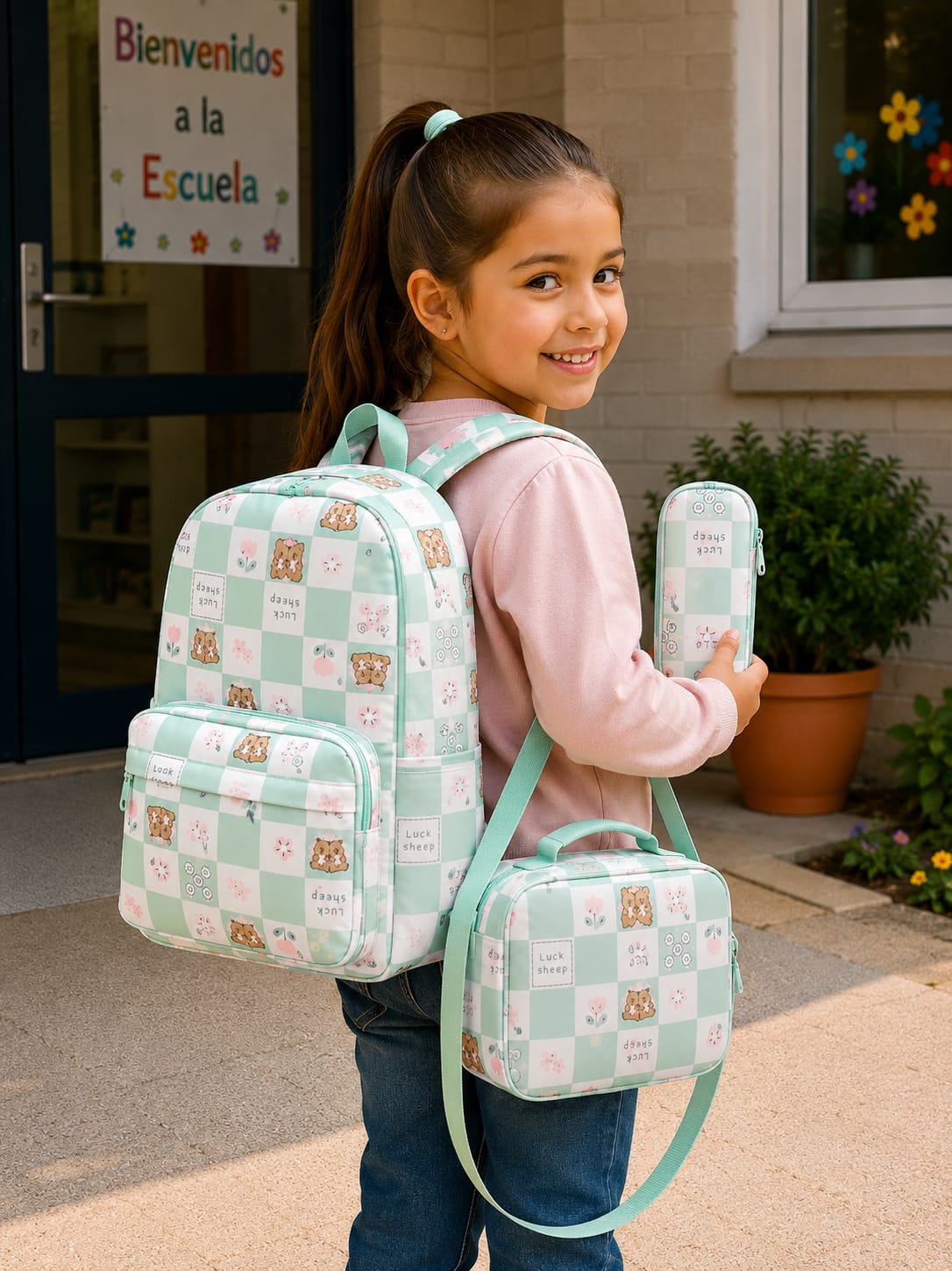 El set escolar más TRENDY y CUTE ¡Mochila, lonchera y estuche de ositos! 🌸
