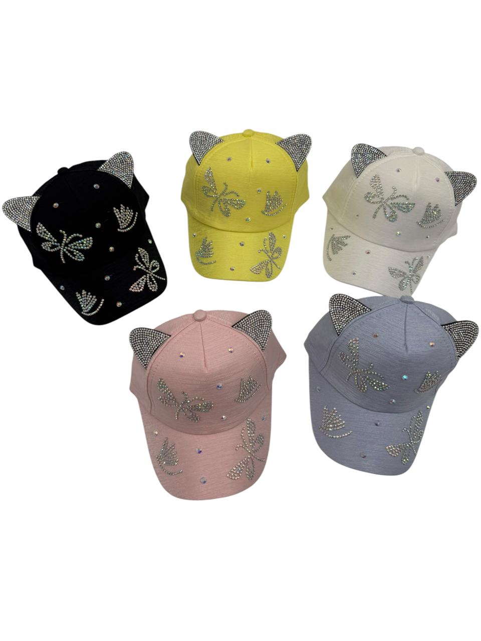 Gorra Aesthetic Con Orejas De Gatito Y Rhinestones