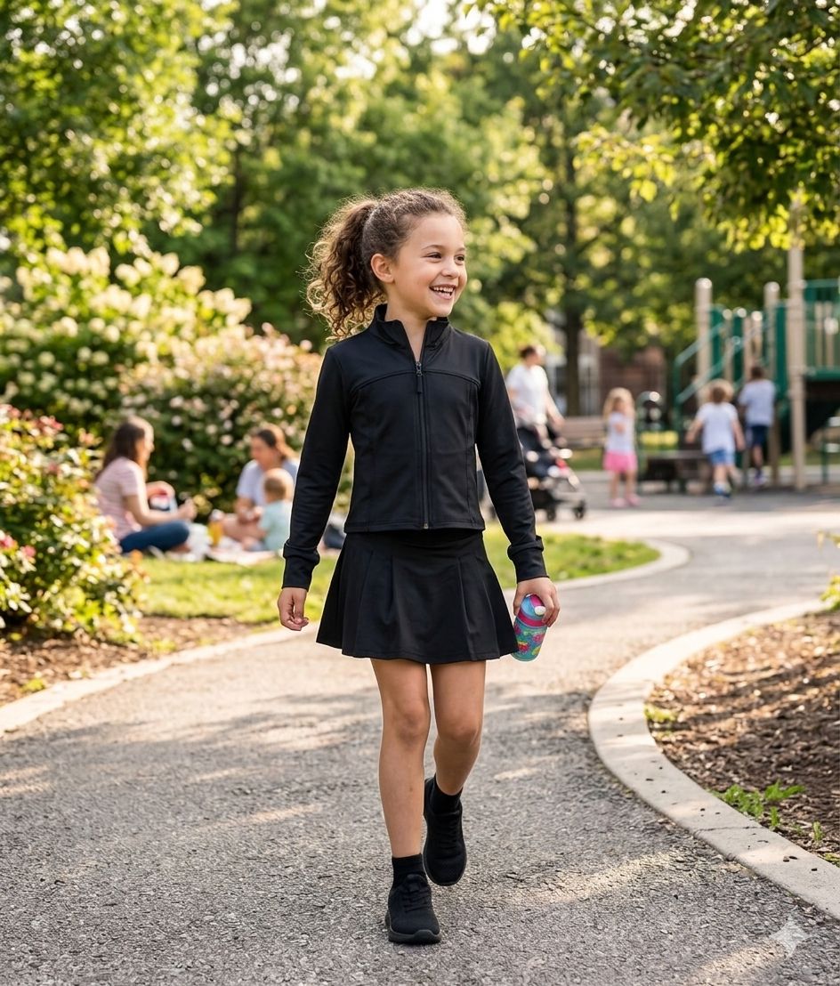 Conjunto Deportivo Niña Active-Flex: Chaqueta y Falda-Short