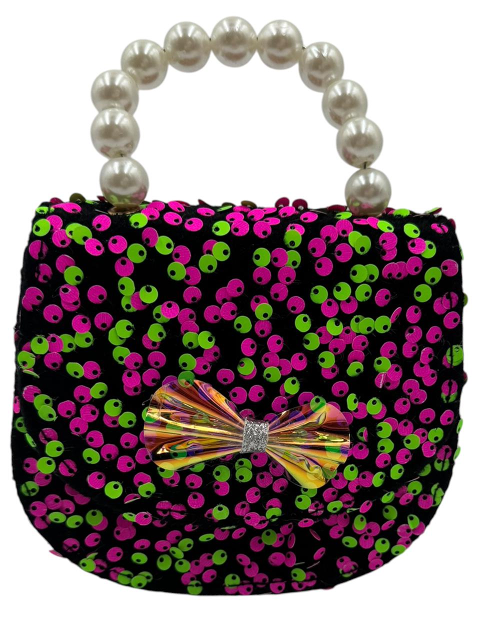 Mini Bolsa Coquette De Lentejuelas Con Perlas Para Niña