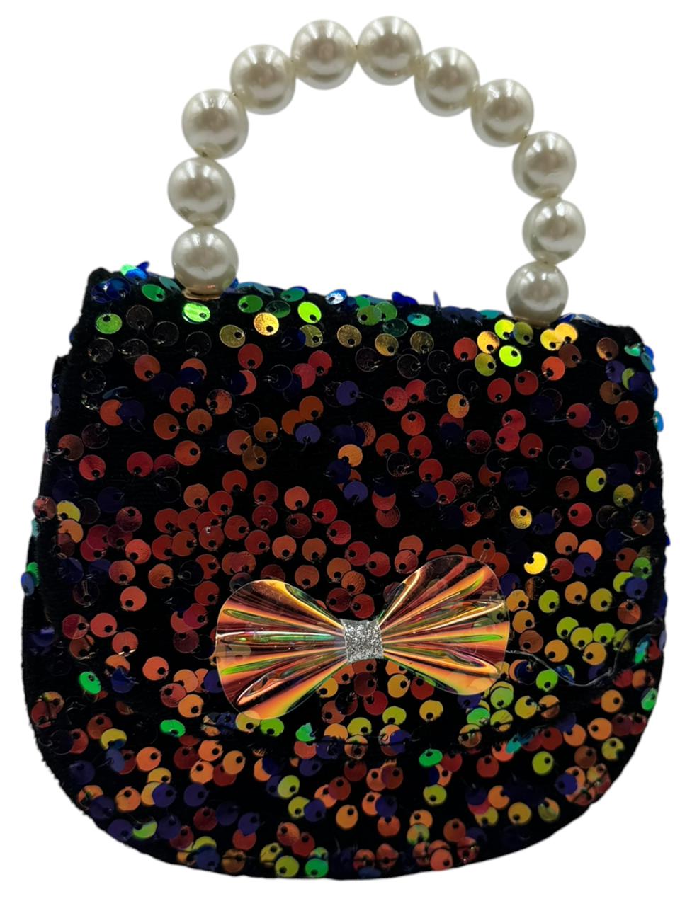 Mini Bolsa Coquette De Lentejuelas Con Perlas Para Niña