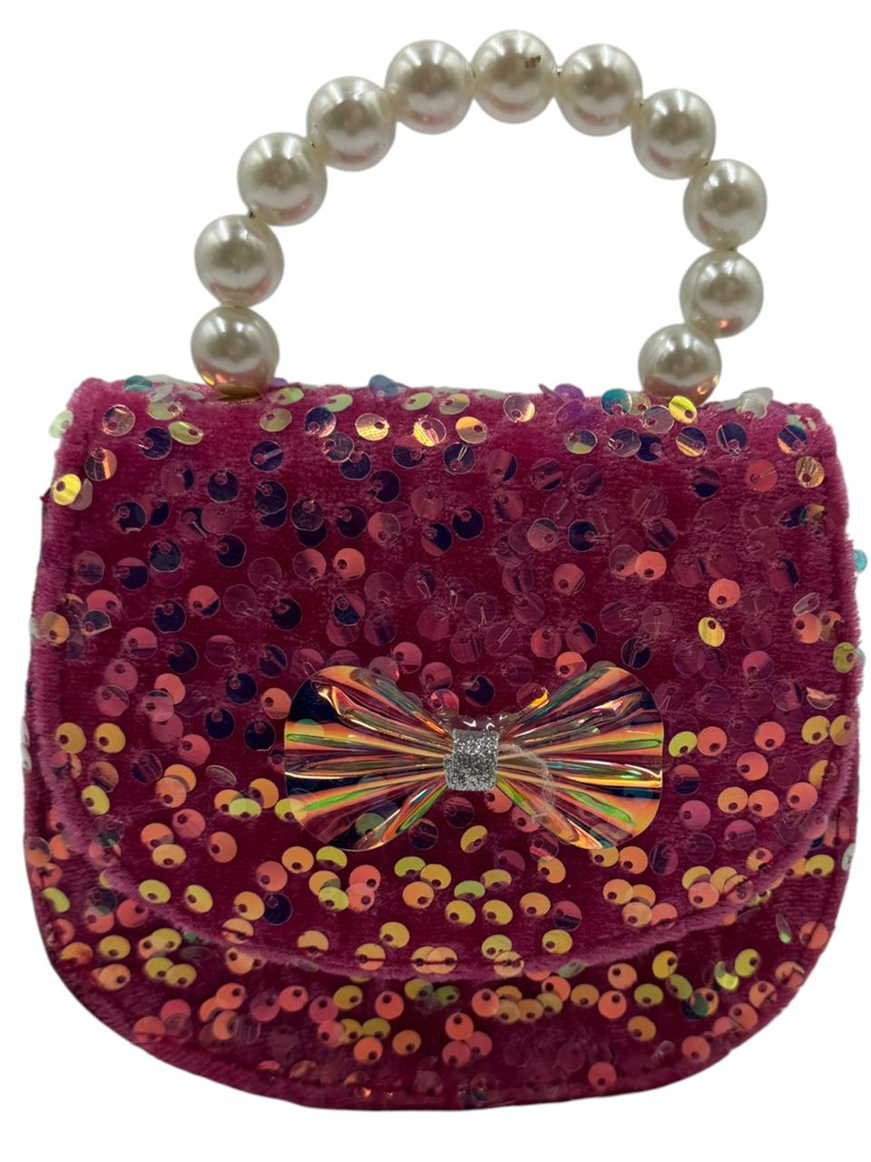 Mini Bolsa Coquette De Lentejuelas Con Perlas Para Niña