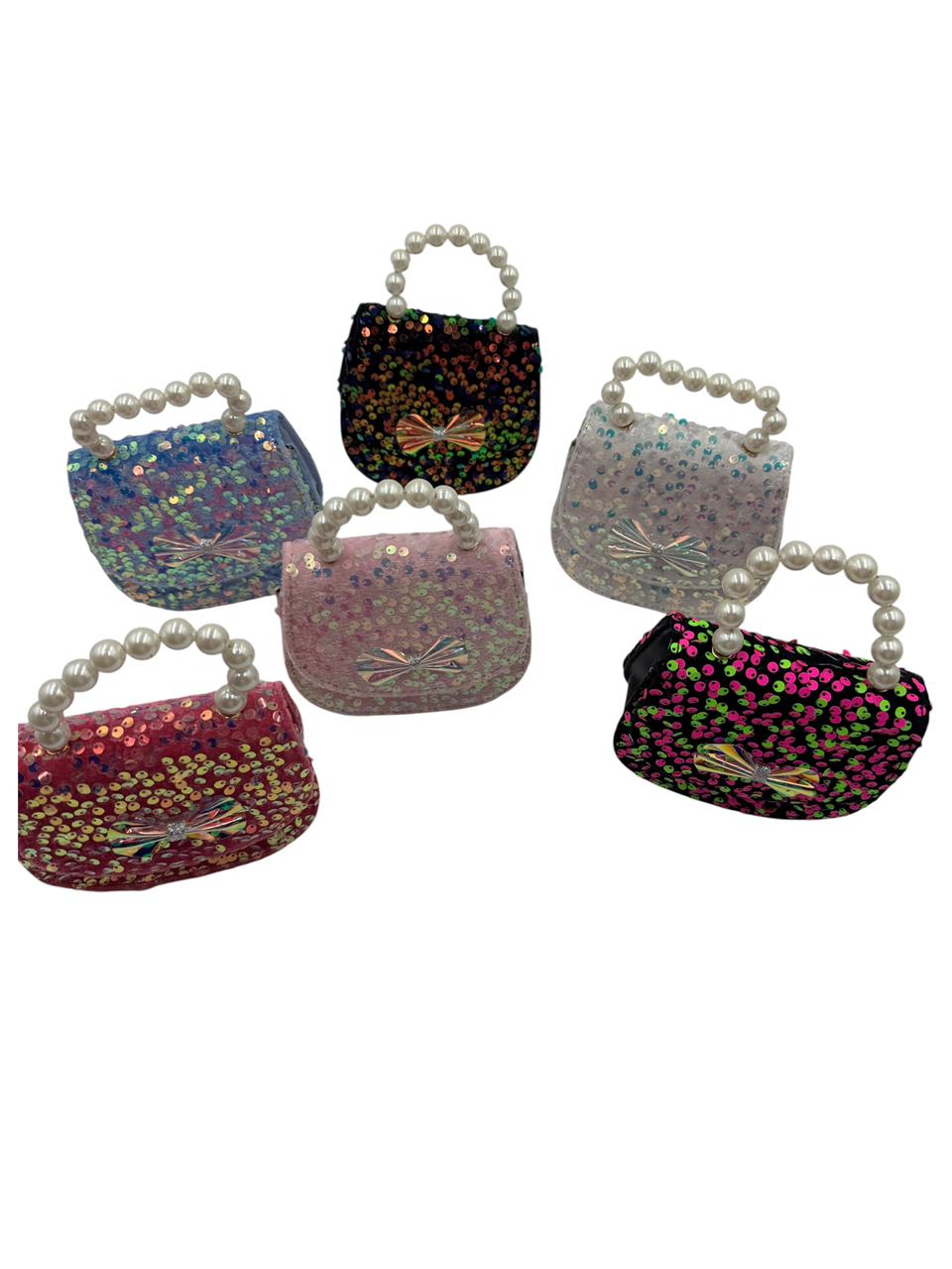 Mini Bolsa Coquette De Lentejuelas Con Perlas Para Niña