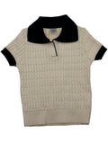 Blusa Polo de Tejido de Trenzas Old Money para Niña – Estilo Coquette y Preppy