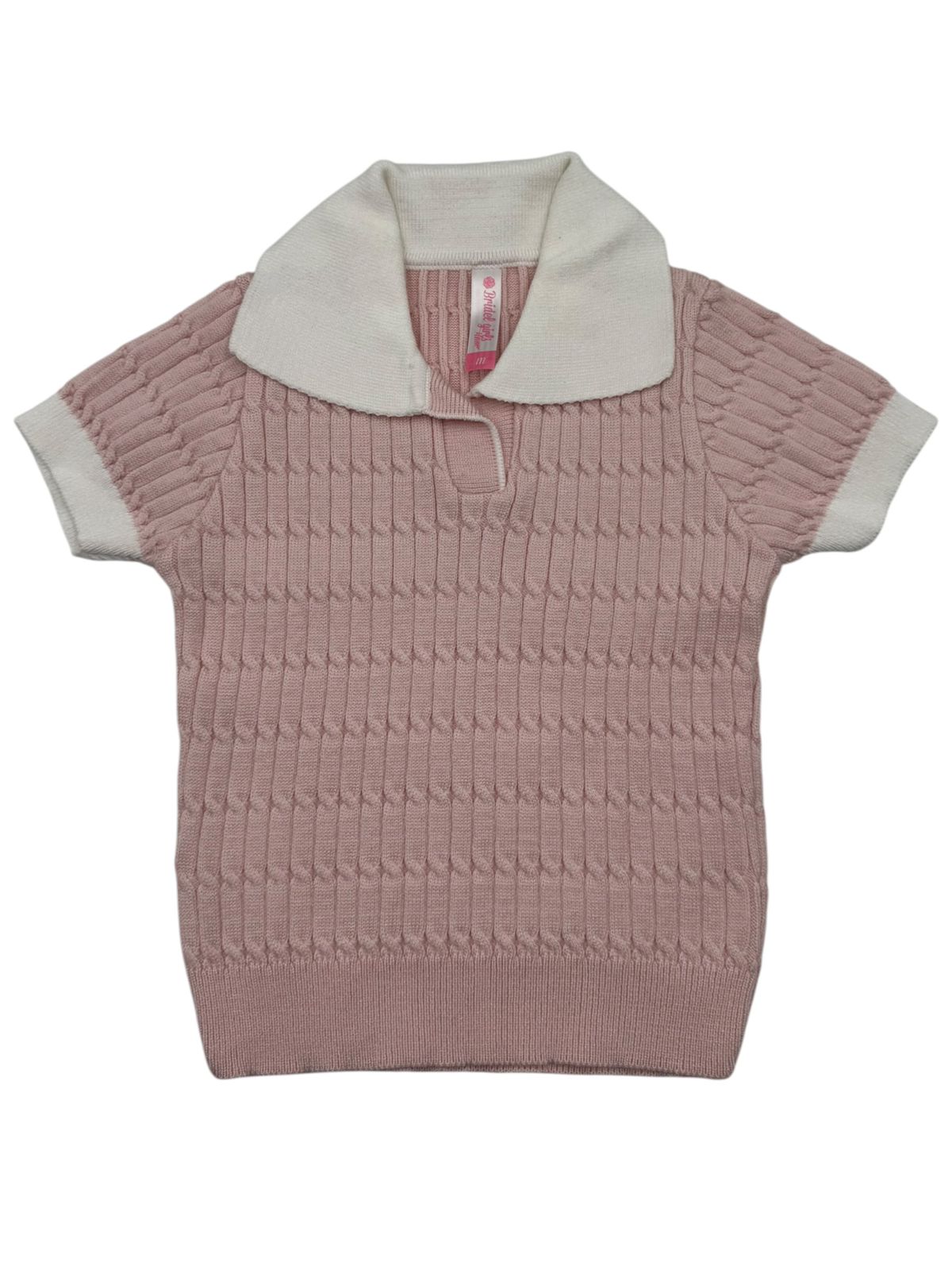 Blusa Polo de Tejido de Trenzas Old Money para Niña – Estilo Coquette y Preppy