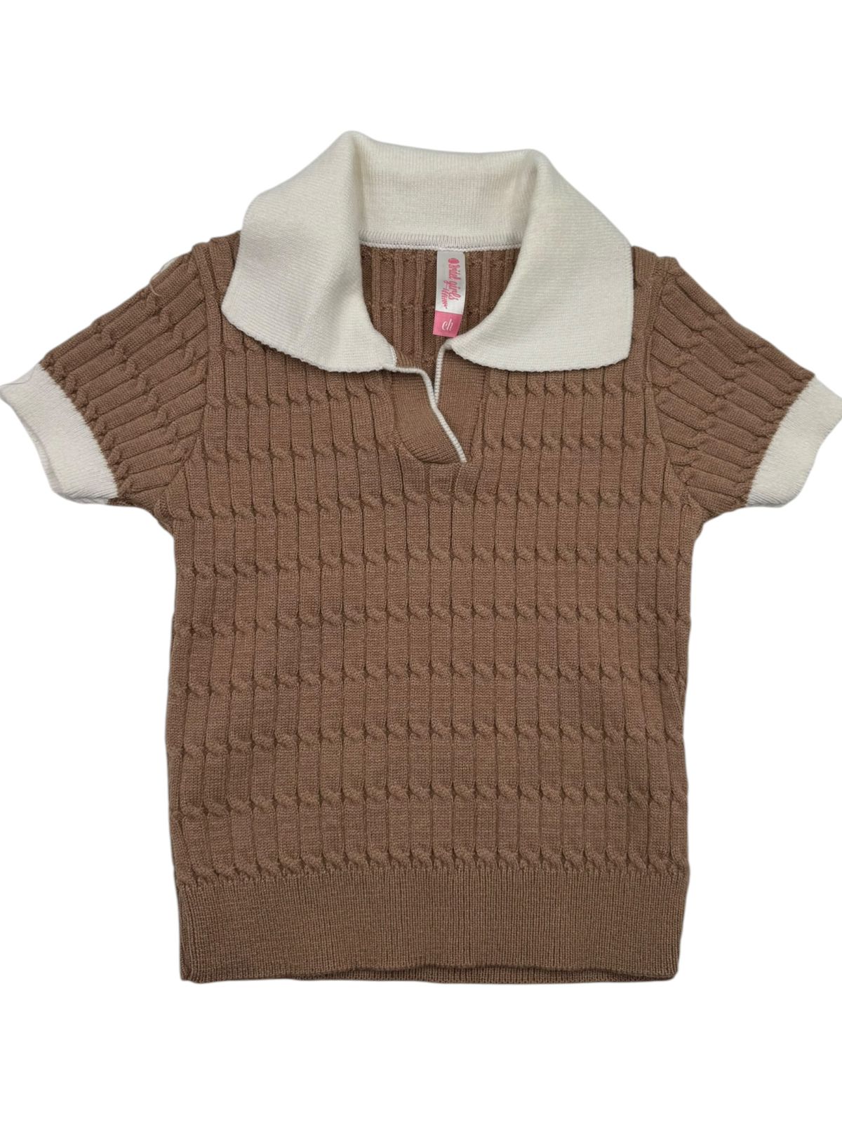 Blusa Polo de Tejido de Trenzas Old Money para Niña – Estilo Coquette y Preppy