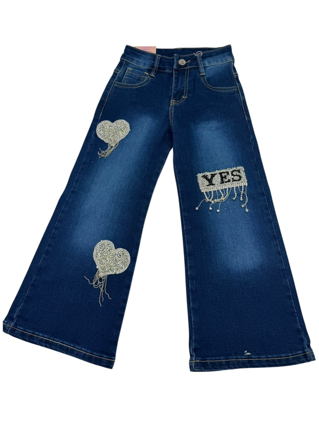 ean Pata Ancha Wide Leg para Niña con Brillos y Aplicación "YES" ✨