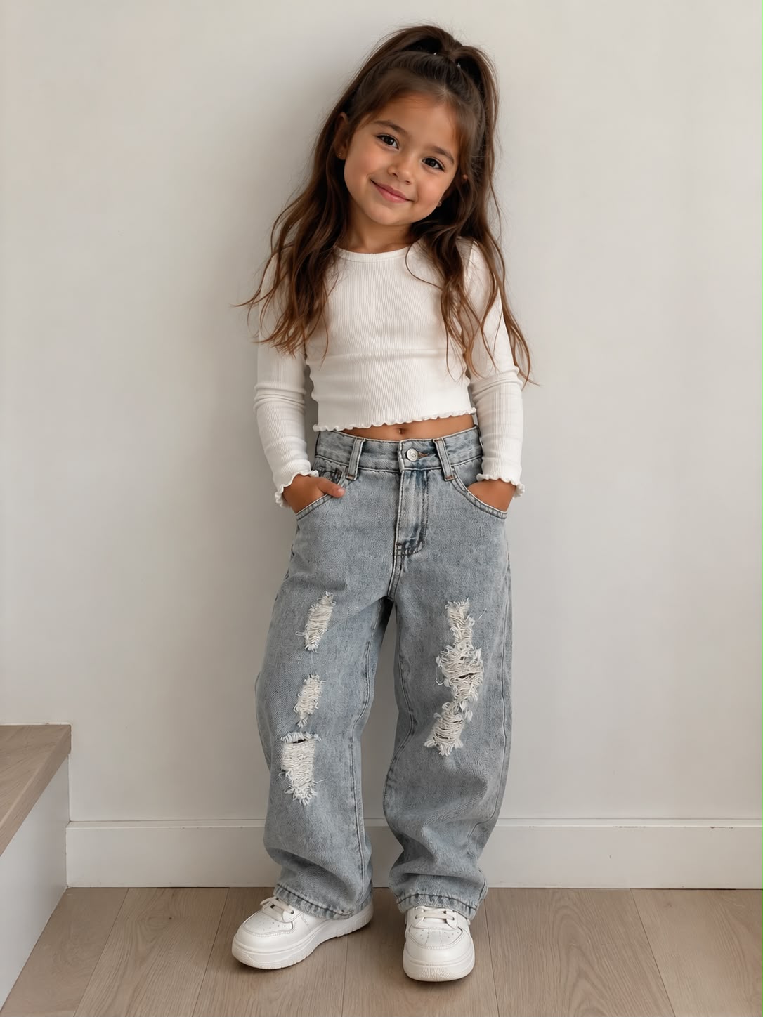 ¡Los jeans rotos que están de moda! ✨ Estilo urbano y casual.