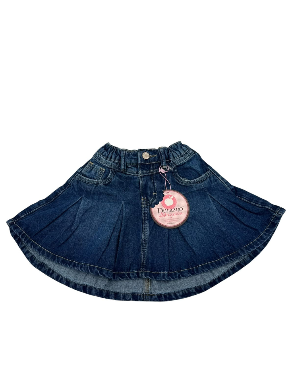 Minifalda Vaquera Plisada para Niña - Durazno Atraction | Ajuste Elástico Cómodo y Tendencia