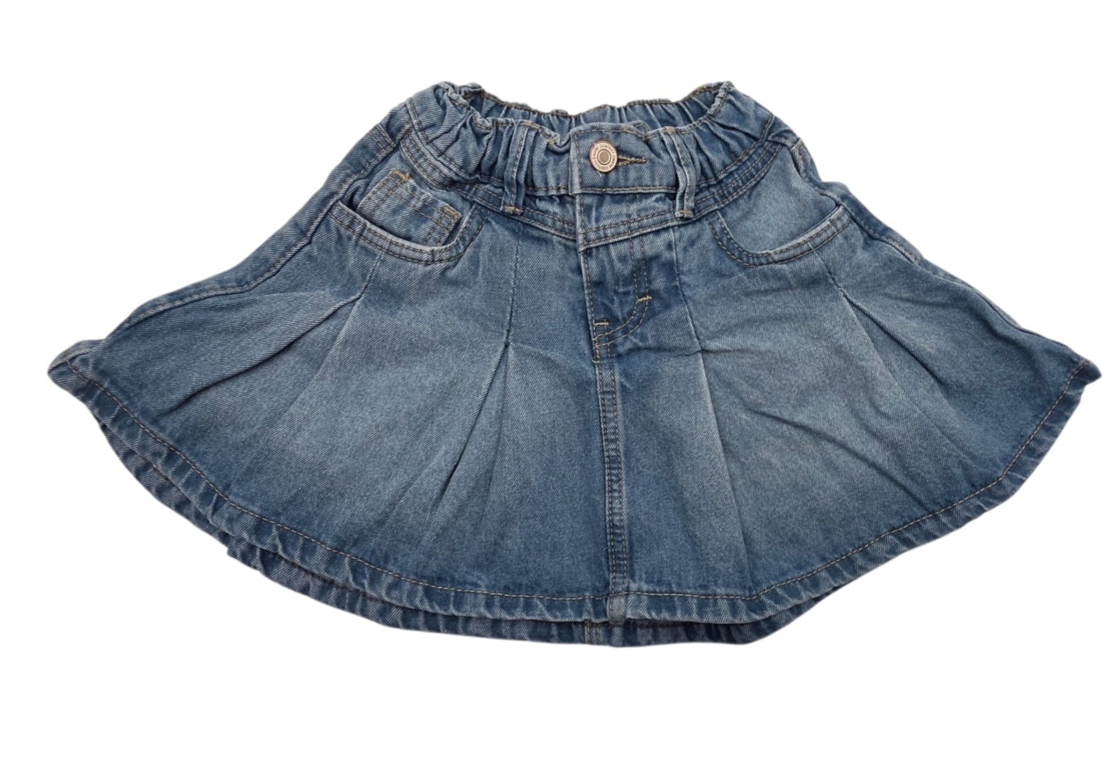 Minifalda Vaquera Plisada para Niña - Durazno Atraction | Ajuste Elástico Cómodo y Tendencia