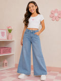 🌟 Jeans Pata de Elefante para Niña - ¡Estilo Coquette y Cómodo!