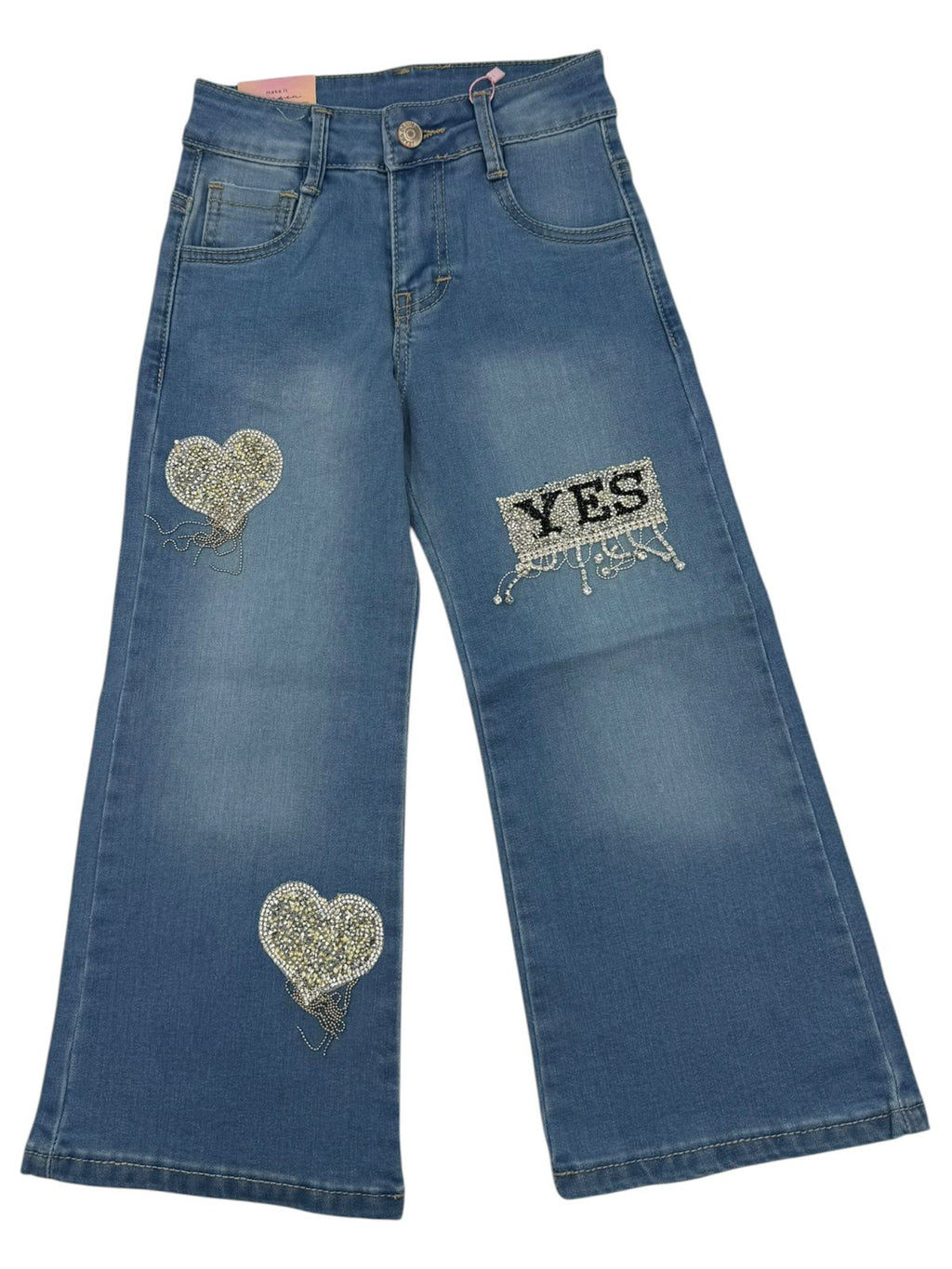 ean Pata Ancha Wide Leg para Niña con Brillos y Aplicación "YES" ✨
