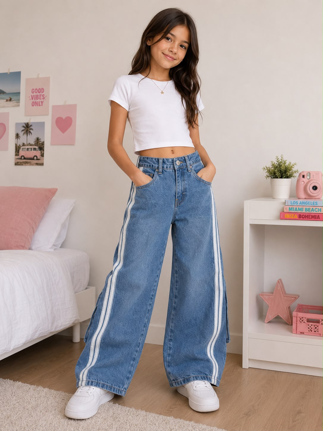 Jeans Cargo Anchos con Franja Lateral: ¡El Look Viral que Necesitas