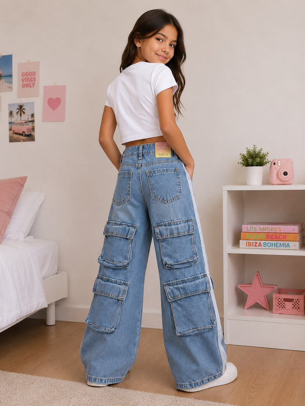 Jeans Cargo Anchos con Franja Lateral: ¡El Look Viral que Necesitas