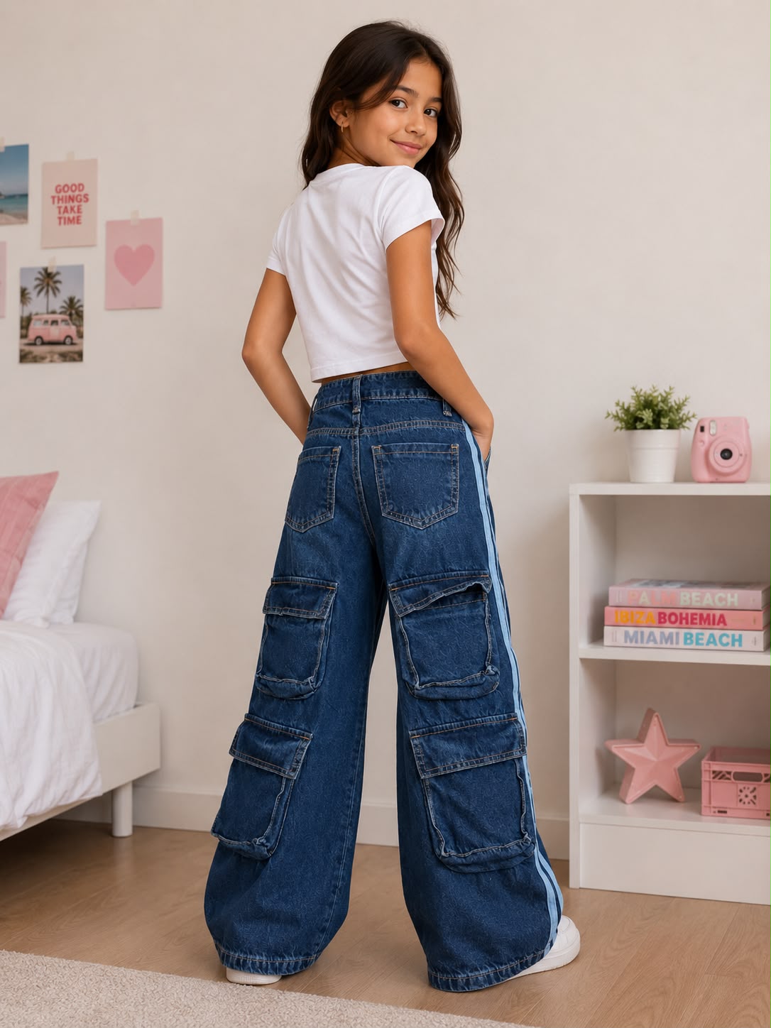 Jeans Cargo Anchos con Franja Lateral: ¡El Look Viral que Necesitas