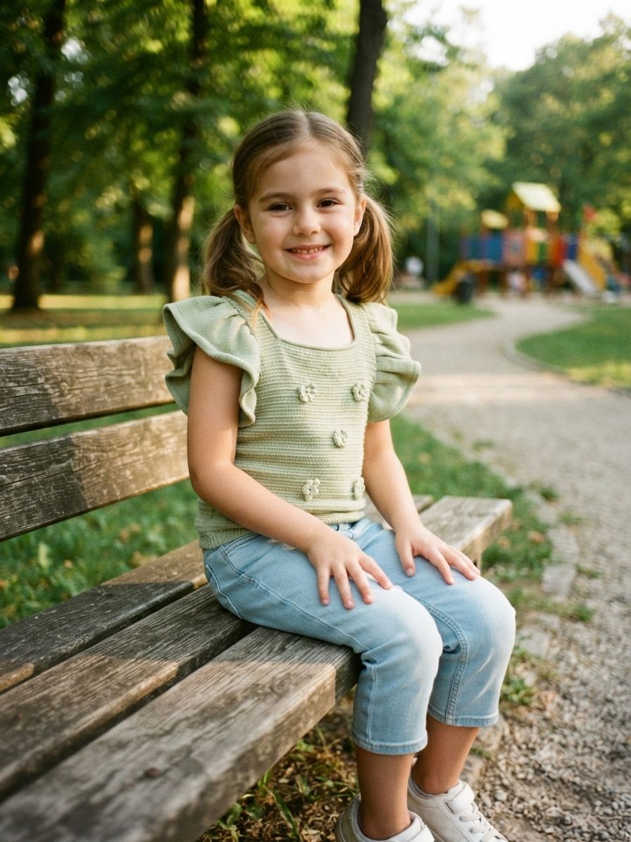 Blusa de Punto Tejida para Niña con Adorables Flores 3D y Mangas Rizadas ¡Varios Colores! ✨