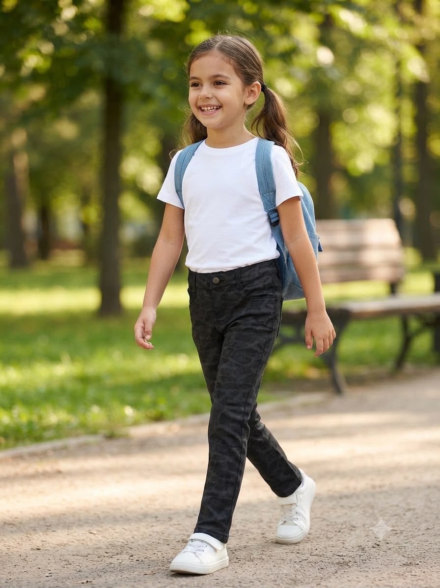 Pantalón Infantil Negro Camuflaje Stretch | Cómodo, Moderno y Ajuste Perfecto para Niña