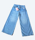 Pantalón Wide Leg para Niña de Mezclilla con Bolsas de Estrella | Jeans Casual Infantil Cómodo y Moderno