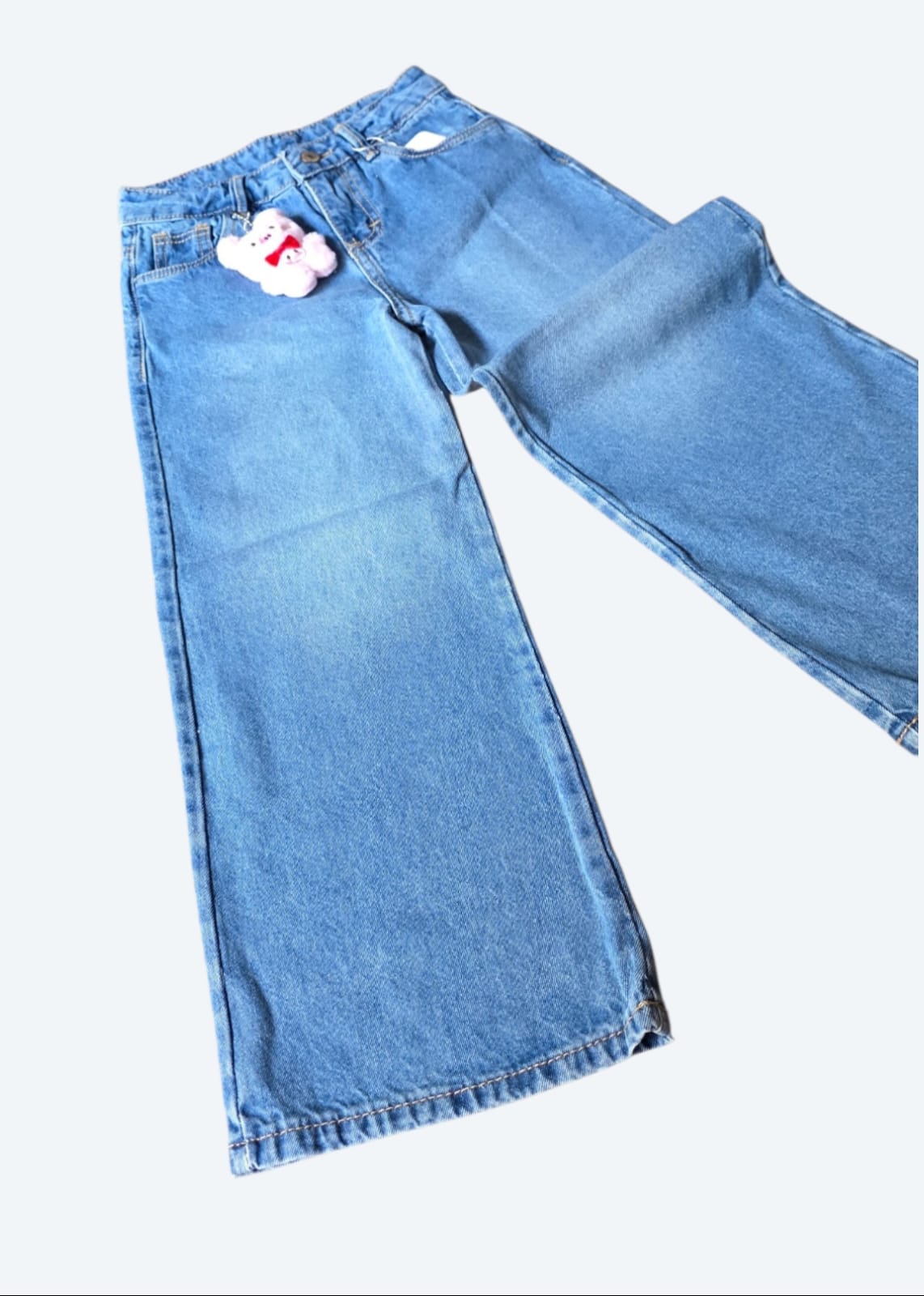 Pantalón Wide Leg para Niña de Mezclilla con Bolsas de Estrella | Jeans Casual Infantil Cómodo y Moderno