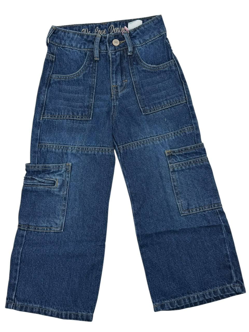 Pantalón Cargo Wide Leg para Niña 👖 Mezclilla Azul | Bolsas Utilitarias