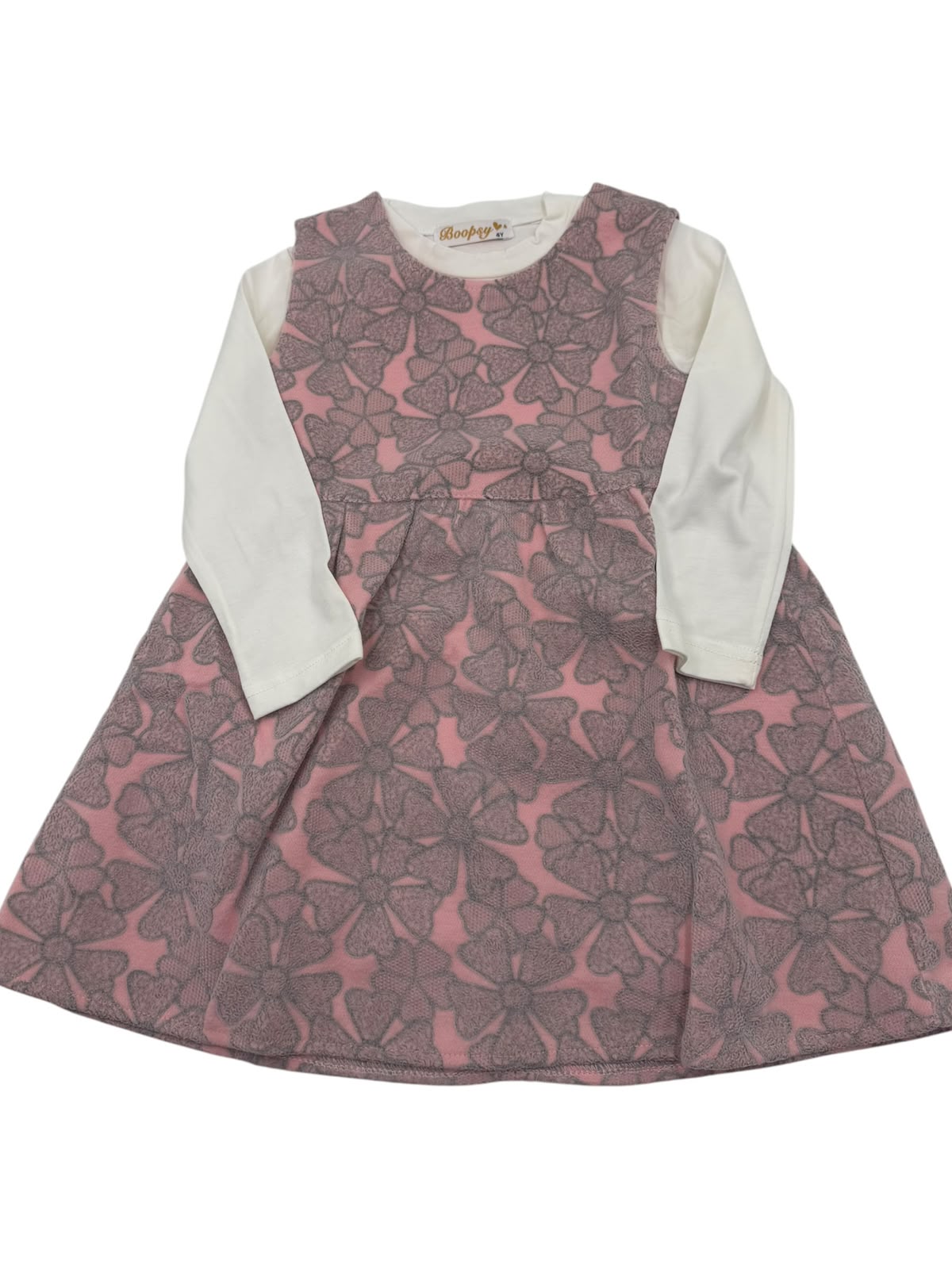 Conjunto Infantil 3 Piezas para Niña | Vestido + Chamarra con Cuello Afelpado + Blusa de Manga Larga | Elegante y Cálido