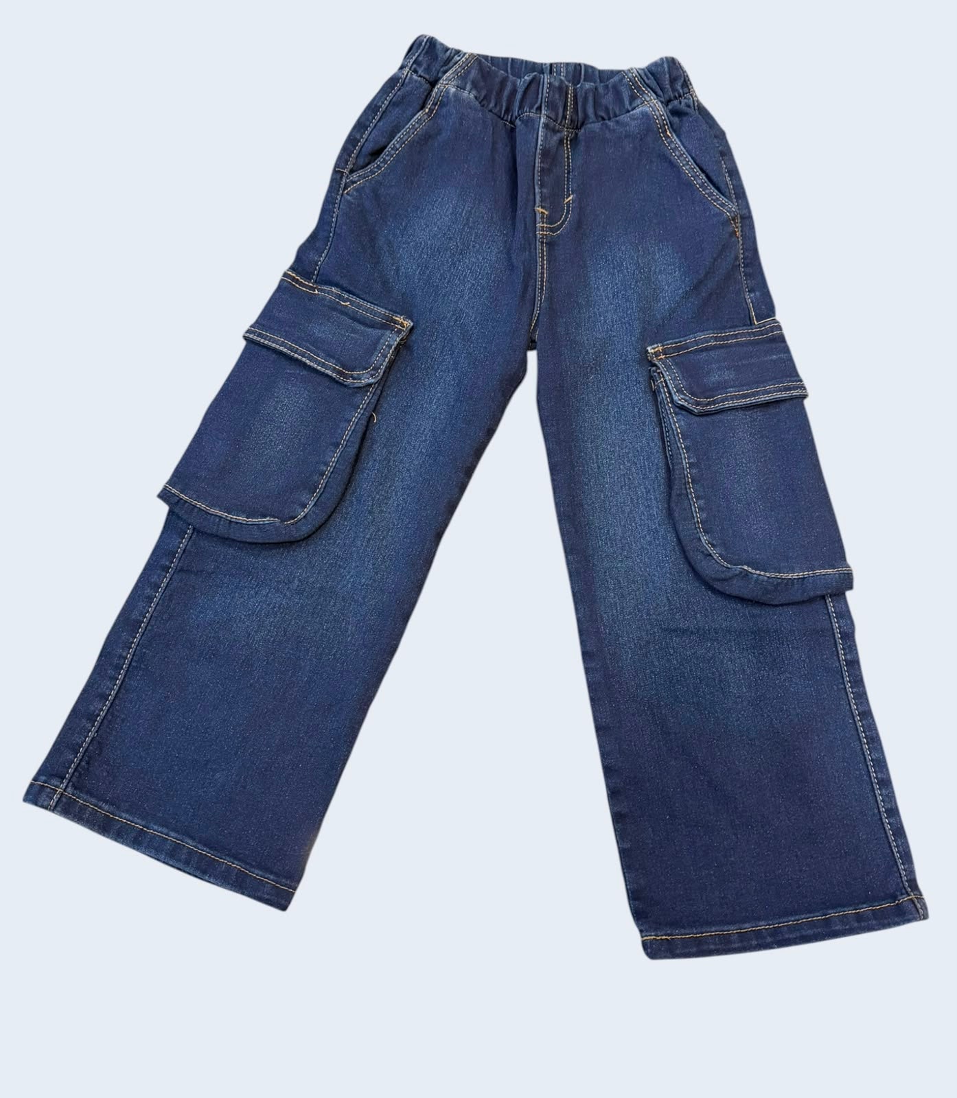 ✨ Pantalón Cargo Wide Leg para Niña | Mezclilla Azul con Bolsas Laterales | Moda Casual Infantil