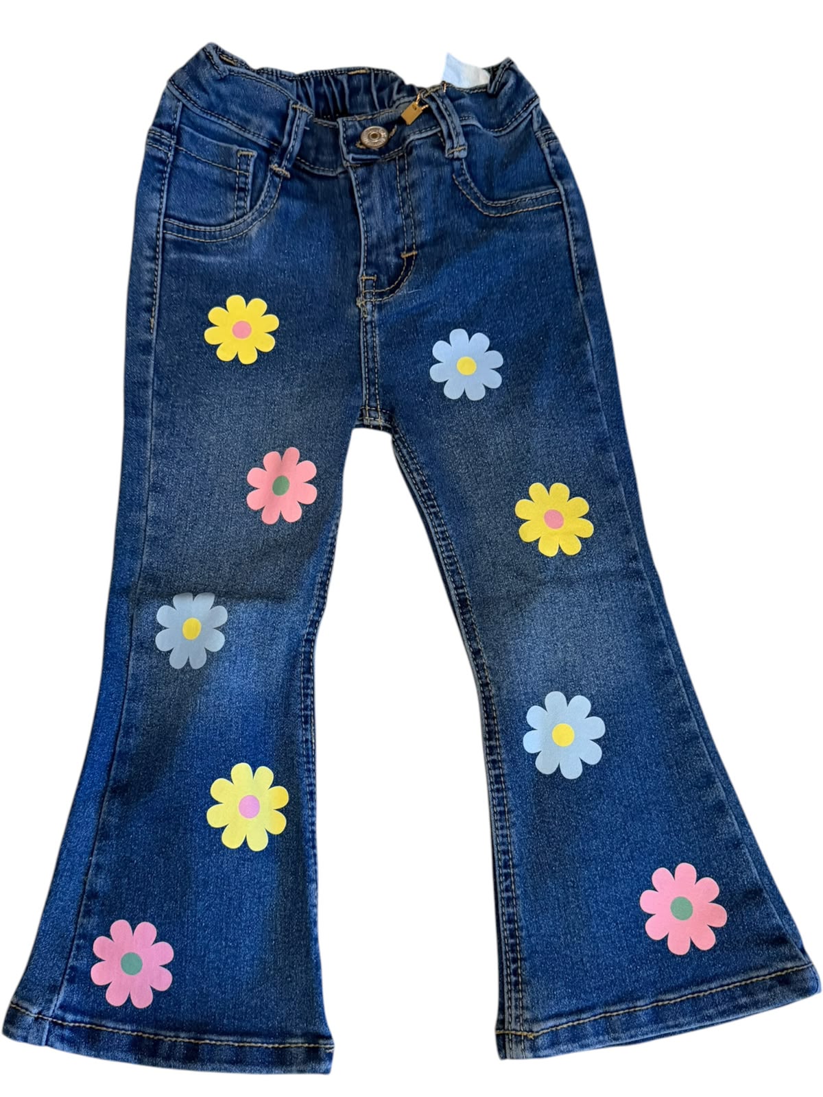 🌼 Pantalón Acampanado Infantil de Mezclilla con Flores | Jeans para Niña Cómodo y Moderno