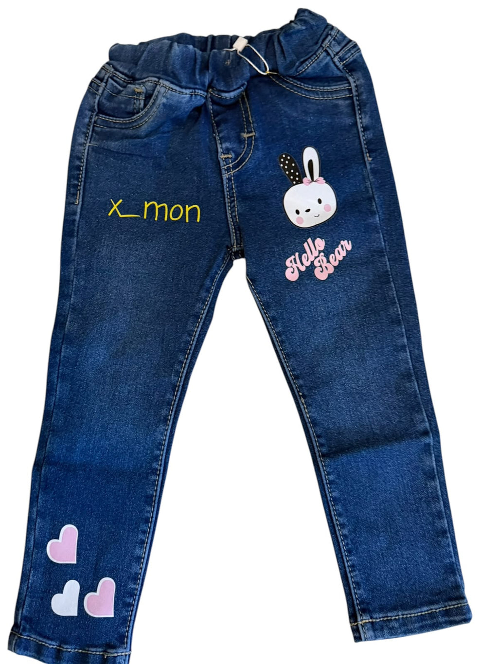 ✨ Pantalón de Mezclilla para Niña con Conejita y Corazones | Cómodo, Moderno y Súper Tierno