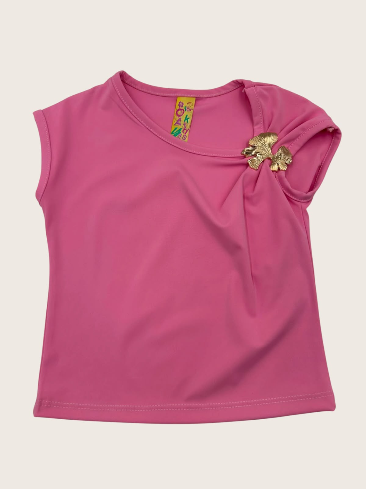 Playera Blusa Infantil Niña con Broche Dorado Metálico Moderno Elegante Moda Niñas
