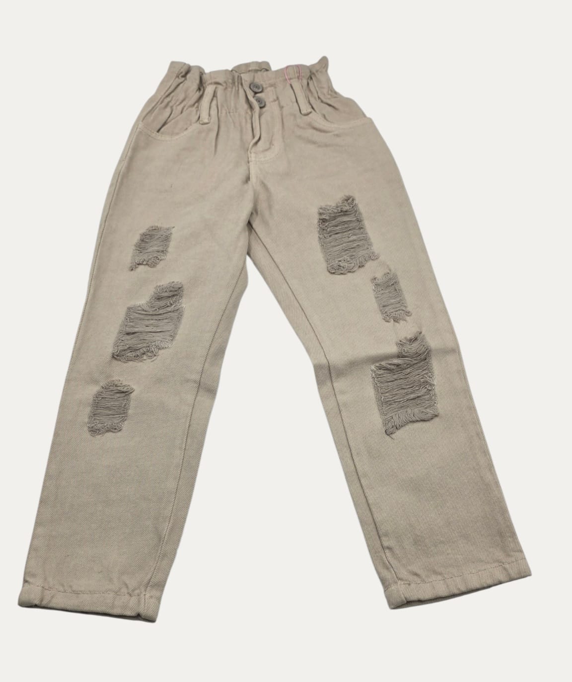 Pantalón Baggy / Mom Jeans para Niña – Cintura Alta Elástica Paperbag, Estilo Moda Infantil