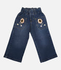 Jeans Anchos para Bebé Niña con Bordado de Flores y Cintura Elástica ¡Súper Cómodos y Adorables!