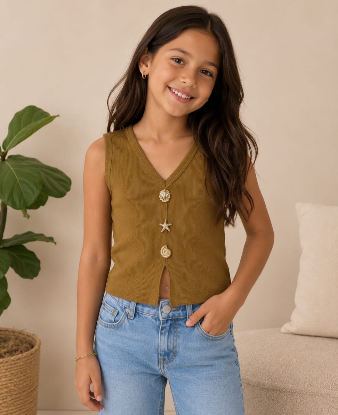 Canalé con Botones Marinos para Niña –
