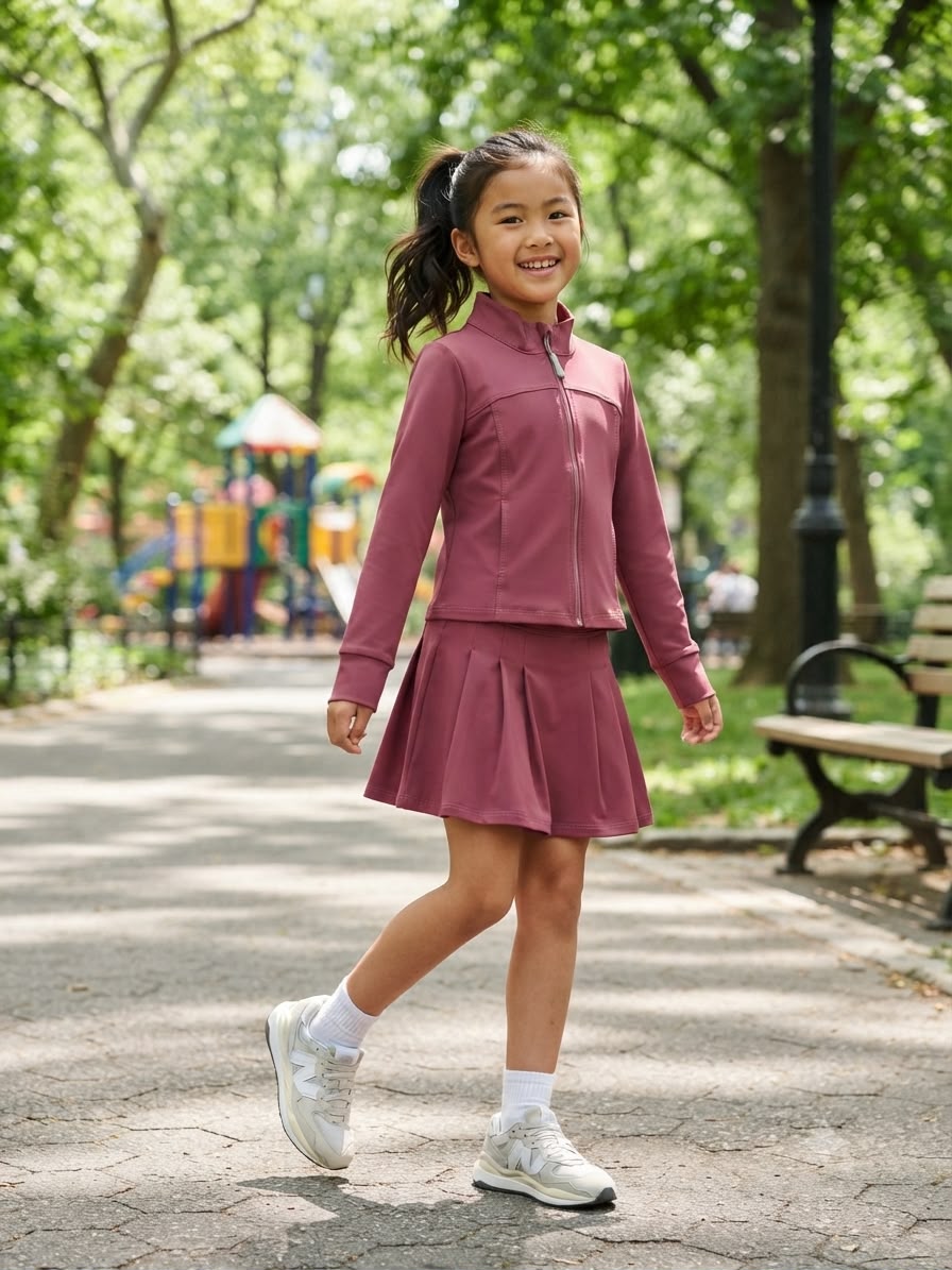 Conjunto Deportivo para Niña | Chamarra con Falda Plisada | Casual, Cómodo y Moderno