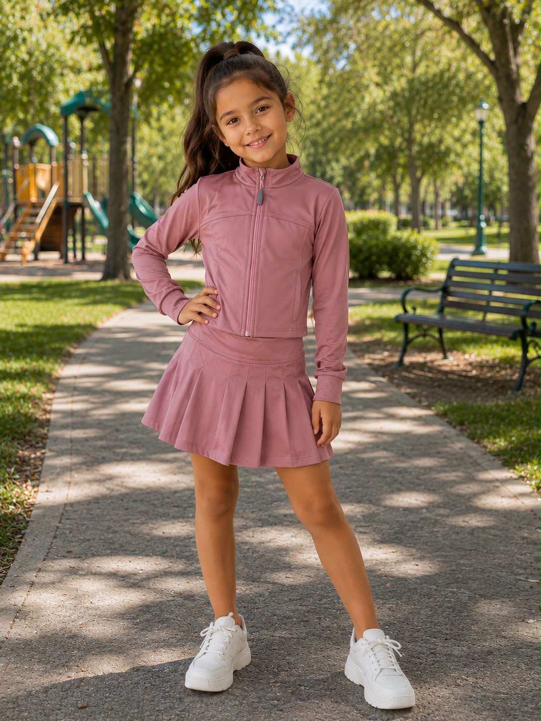 Conjunto Deportivo para Niña | Chamarra con Falda Plisada | Casual, Cómodo y Moderno
