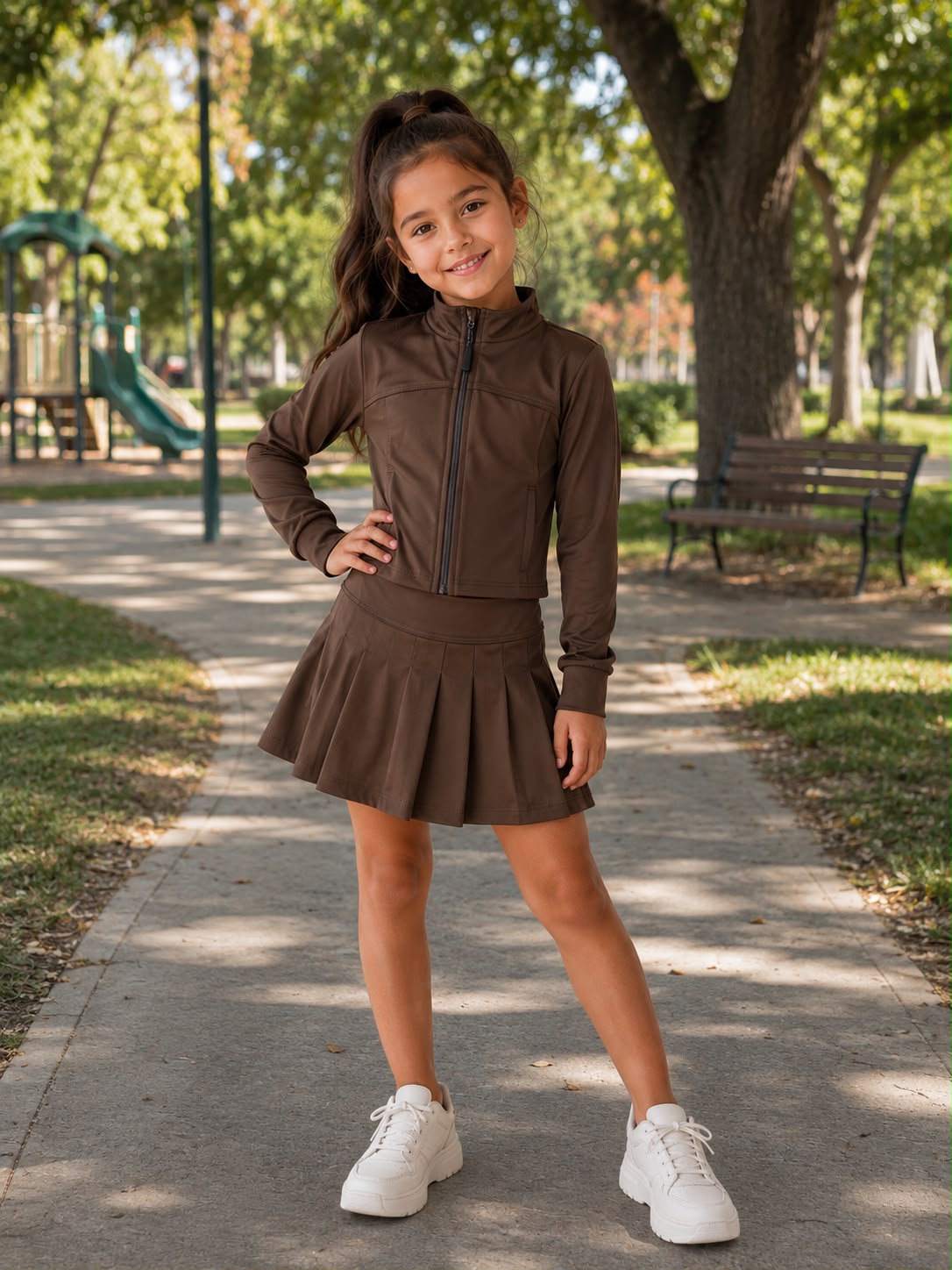 Conjunto Deportivo para Niña | Chamarra con Falda Plisada | Casual, Cómodo y Moderno
