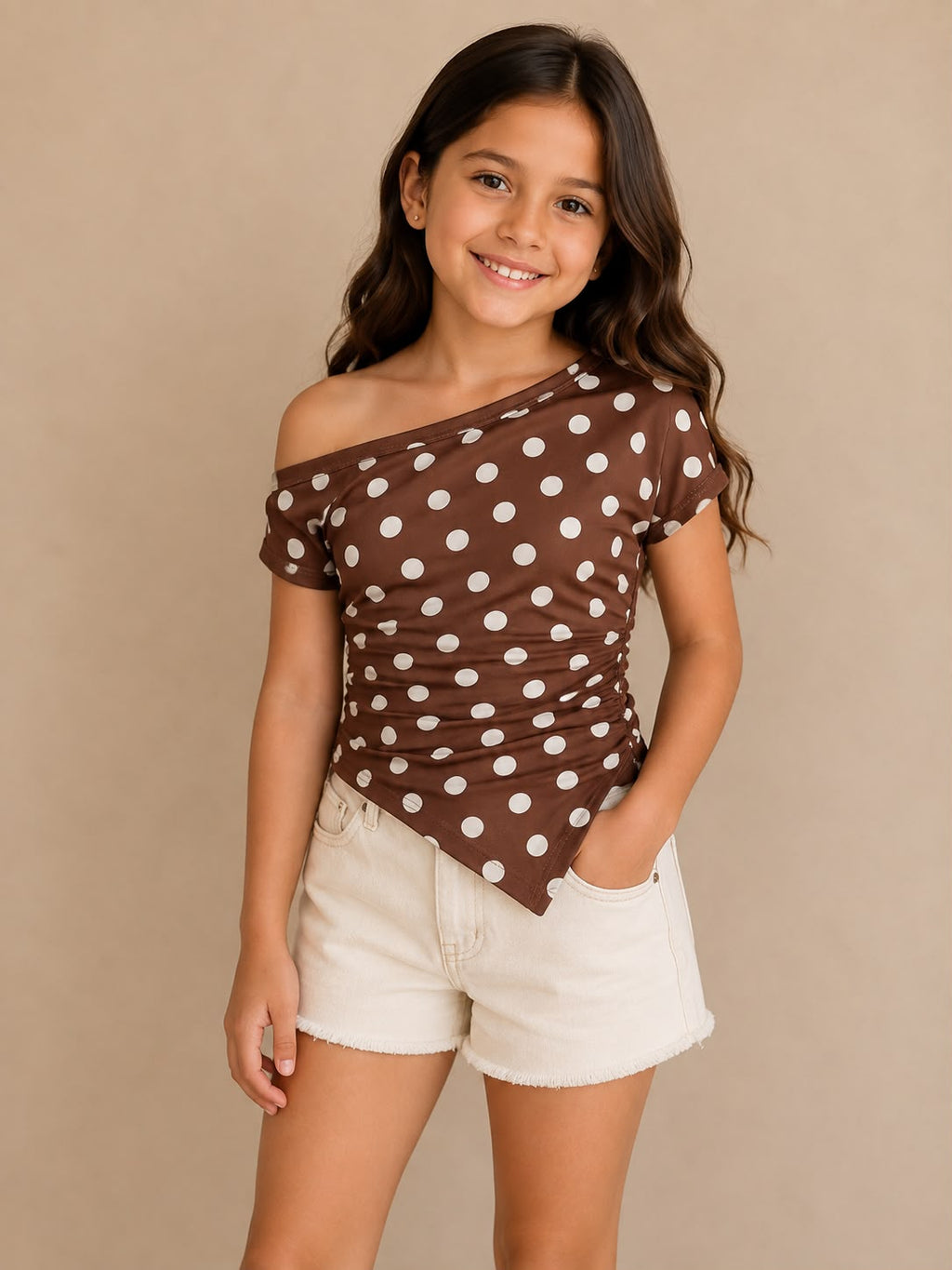 🌸 Blusa Infantil de Lunares | Manga Corta | Suave y Cómoda | Tallas para Niña