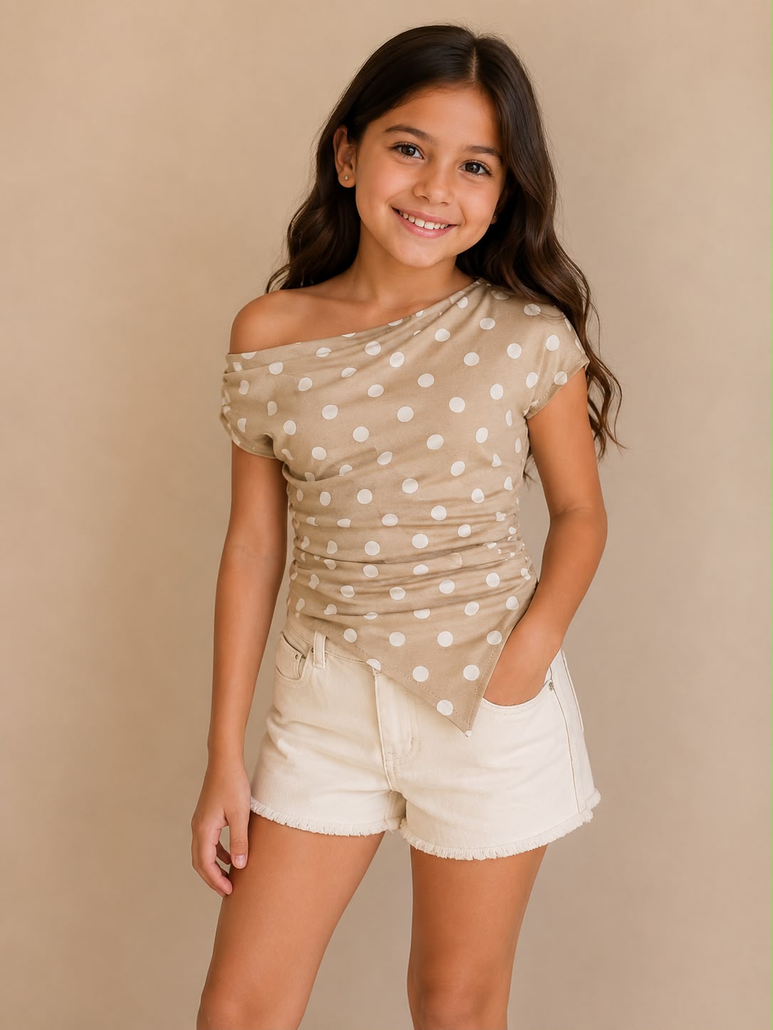 🌸 Blusa Infantil de Lunares | Manga Corta | Suave y Cómoda | Tallas para Niña