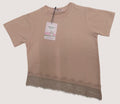 Playera para Niña con Encaje | Blusa Básica Manga Corta | Algodón Suave