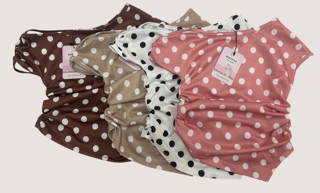 🌸 Blusa Infantil de Lunares | Manga Corta | Suave y Cómoda | Tallas para Niña