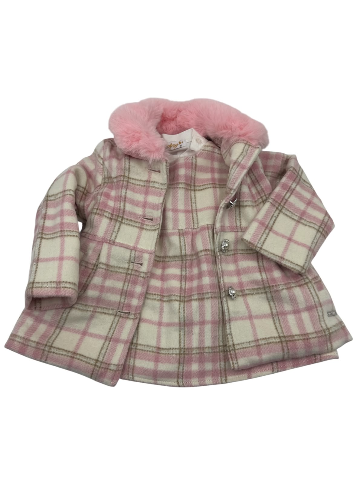 🩷 Abrigo Cuadros para Niña con Cuello de Peluche | Elegante, Cálido y Súper Bonito ❄️✨