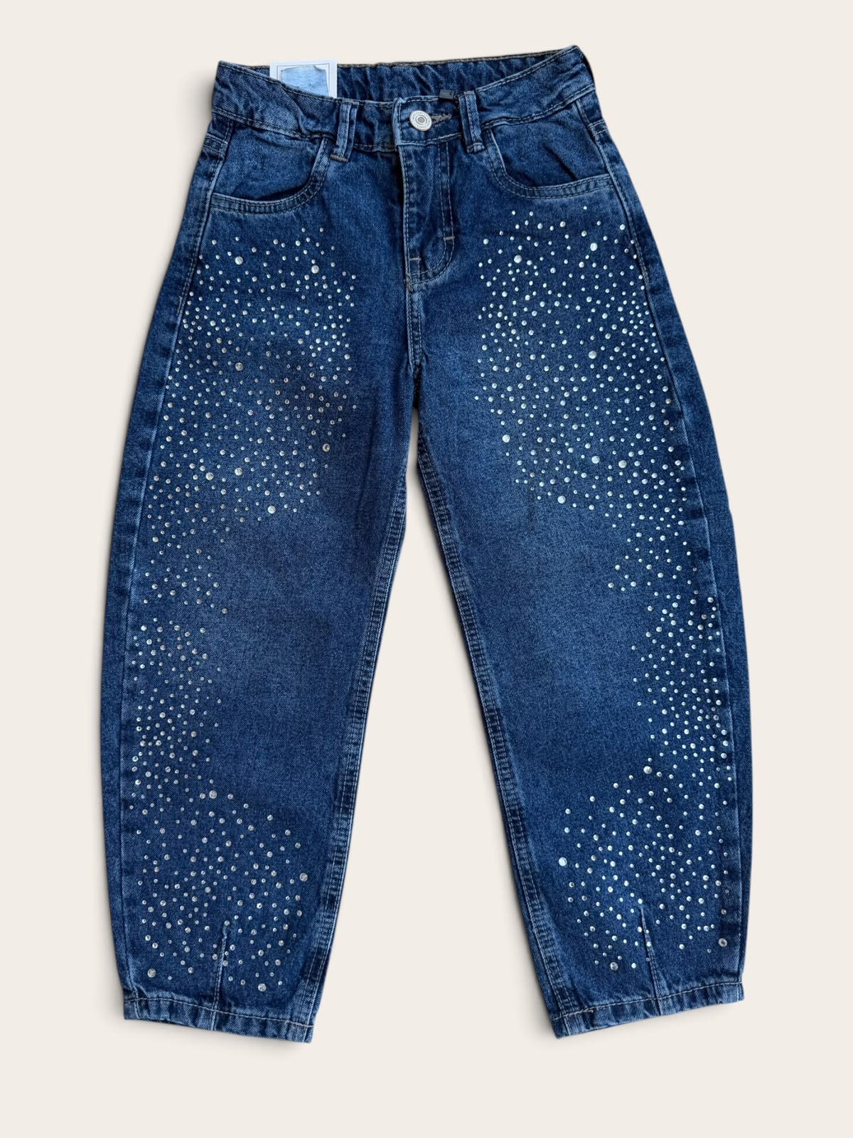 👖 Pantalón Jeans para Niña con Pedrería Brillante | Corte Baggy Wide Leg