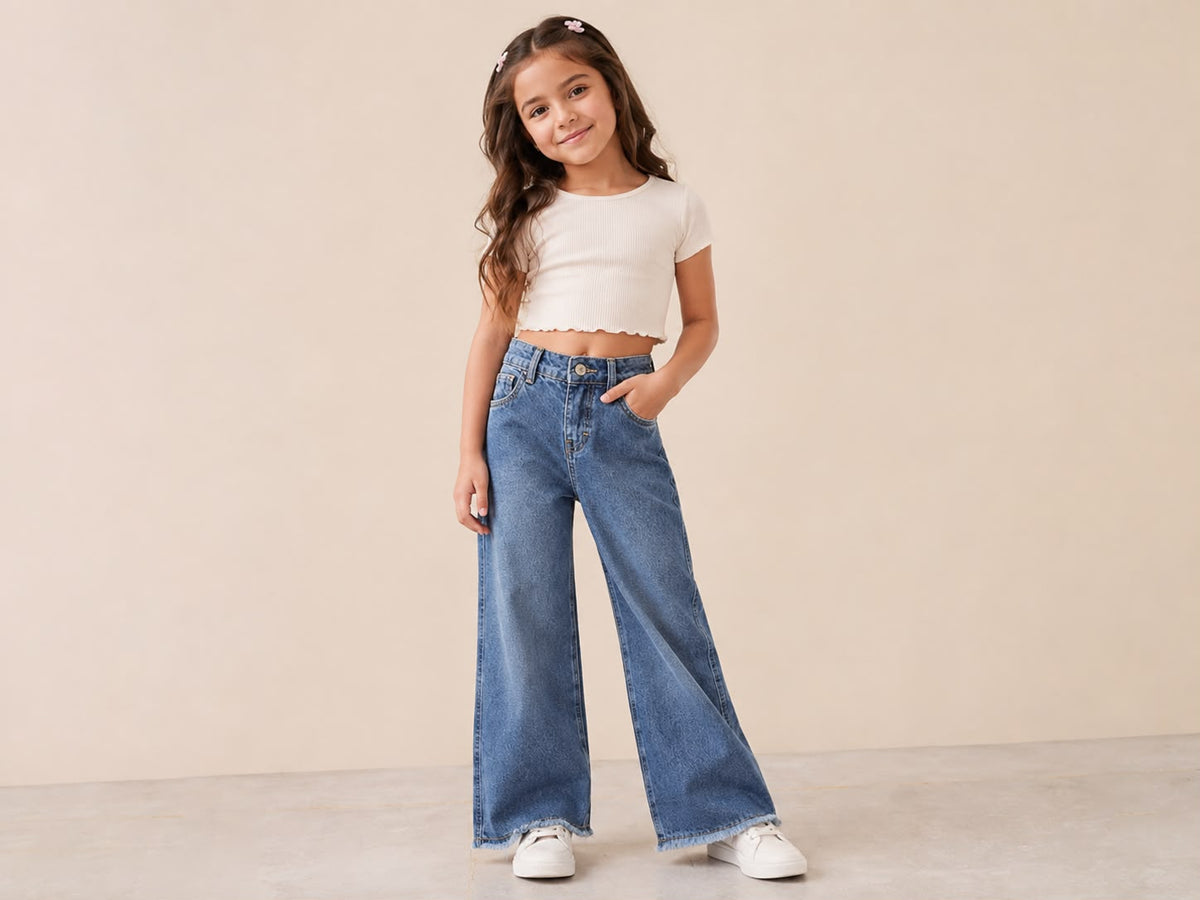 Jeans Wide Leg para Niña | Mezclilla Pierna Ancha ✨👖