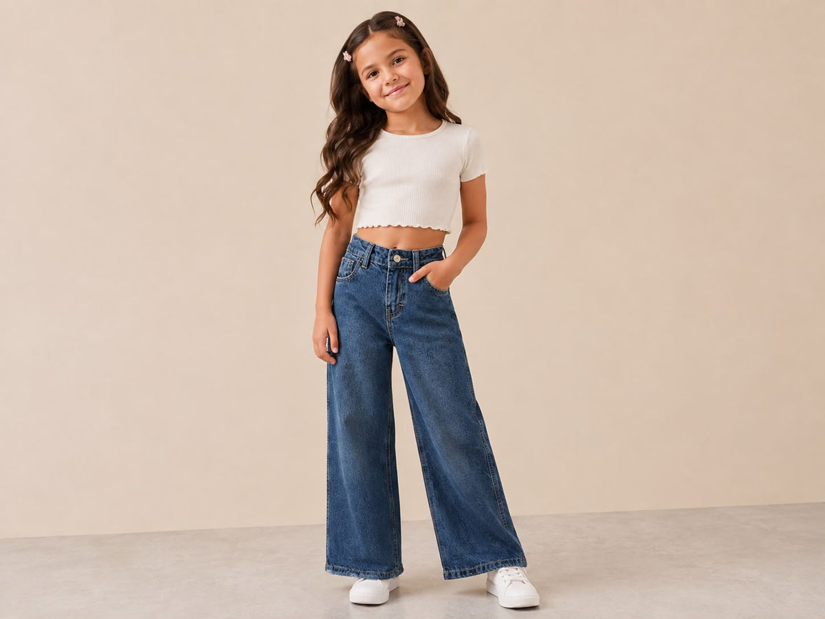Jeans Wide Leg para Niña | Mezclilla Pierna Ancha ✨👖